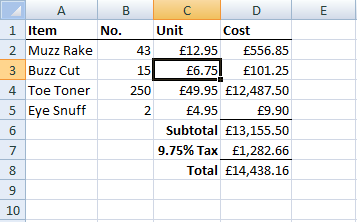 A Sample Spreadsheet.